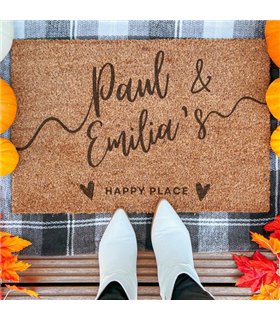 Personalized Doormat, Our Happy Place Entry Rug